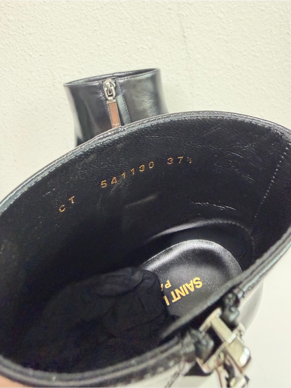 NEW Saint Laurent Nappa Loulou Black Leather Block Heel Ankle Boots Size 37.5 - Picture 8 of 9